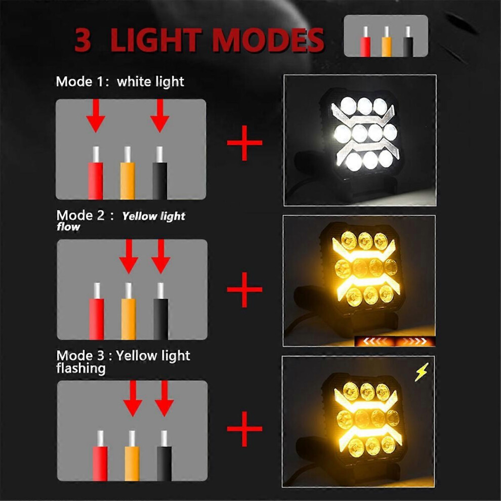 Car Led Work Light 4 Inch Strobe Headlight White Yellow Offroad Driving Spotlight Fog Drl Light Compatible With 3249729839134