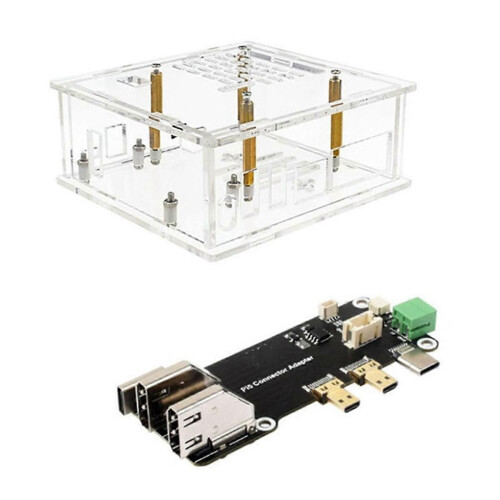 compatible with Raspberry Pi 5 Case + HDMI-Compatible to HD Adapter Board Support Dual 4K Output Expansion Board