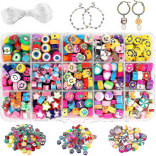 300pcs Fruit Smiley Handmade Polymer Clay Beads 15 Styles Flower Letter Beads Soft Beads