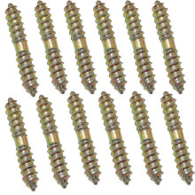 Lot de 12 vis à bois autotaraudeuses à double extrémité en fer zingué, 6 x 40 mm, pour meubles