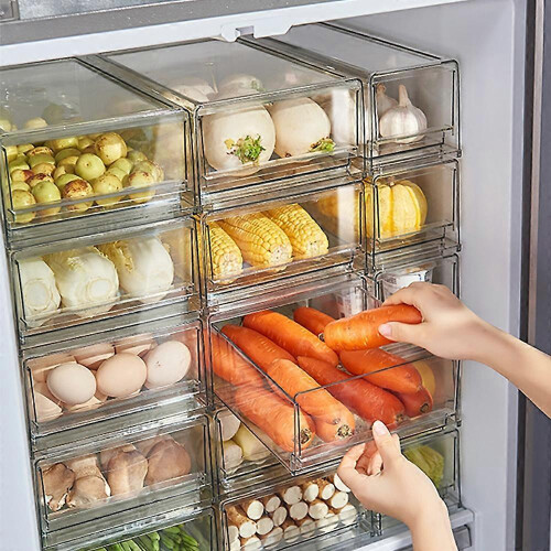 Drawer Refrigerator Storage Box Clear Food Storage Bin Fruit Vegatable Meat Freezer Fridge Stackable 1