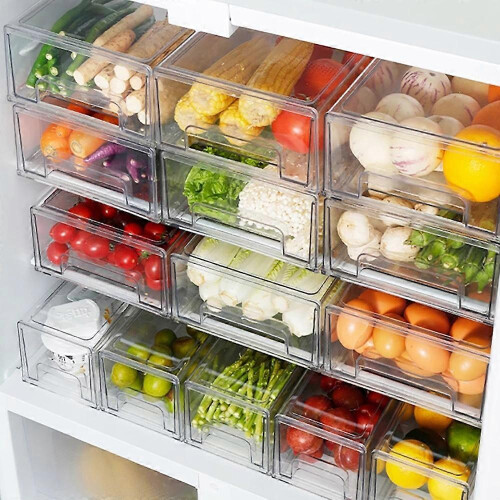 Drawer Refrigerator Storage Box Clear Food Storage Bin Fruit Vegatable Meat Freezer Fridge Stackable 2