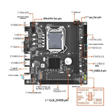 Placa-mãe B75M ITX, soquete LGA 1155, para PC desktop, com suporte para memória RAM DDR3, interface NGFF NVME M.2, USB e SATA 3.0 Base P.