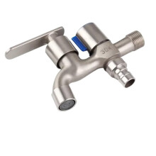 Outdoor Garden Faucet Stainless Steel Dual Outlet Wall Mounted Tap with Precise Water Control