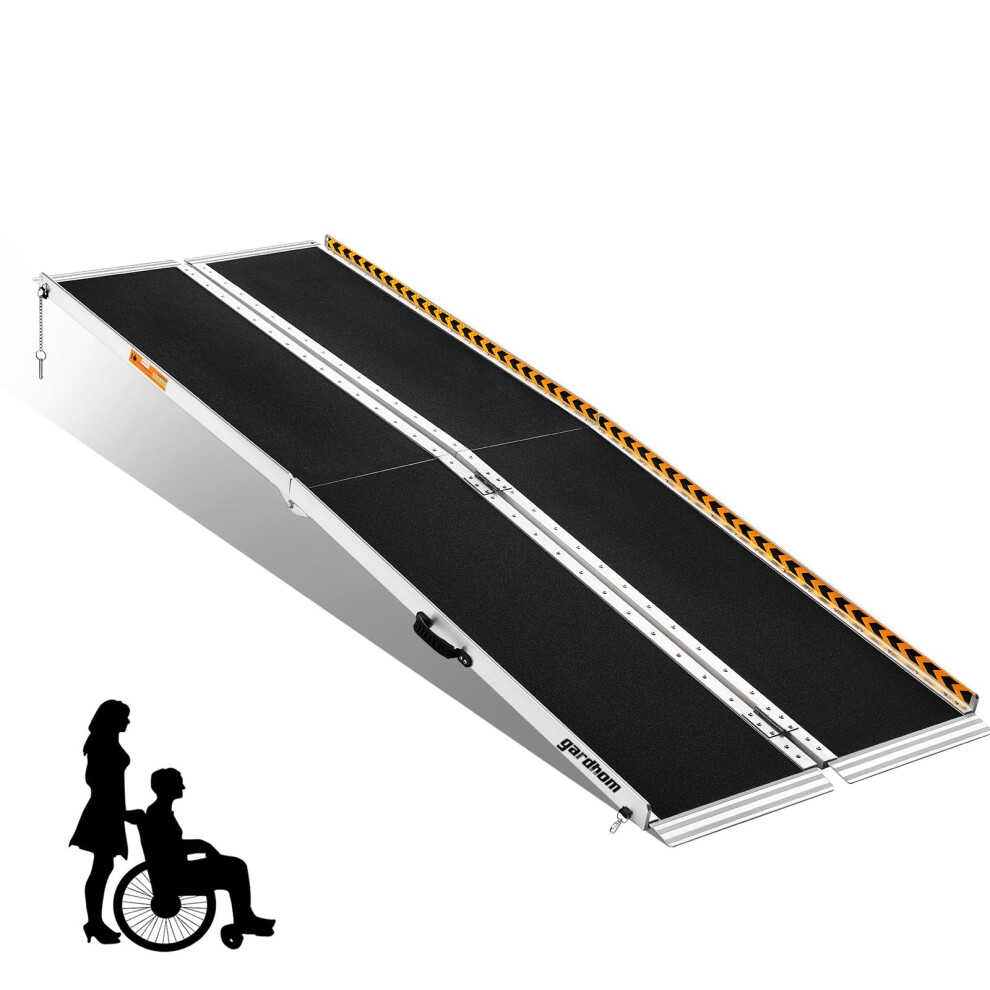 7FT Folding Aluminum Wheelchair Ramp with AntiSlip Surface for Home Doorways Steps and Vehicles