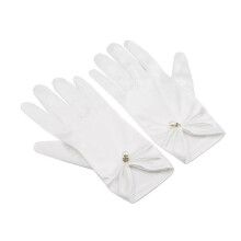 Short Satin Gloves Border Wedding Opera Tea Party Gloves compatible with Women