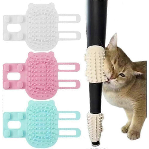 Brosse à chatouiller pour chats - Outil de toilettage rose