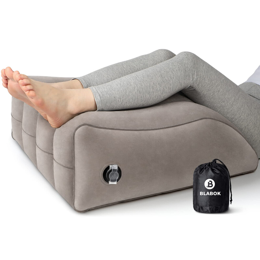 Grey Inflatable Leg Elevation Wedge Pillow For Swelling, Circulation And Back Pain Relief, 45 Ergonomic Support