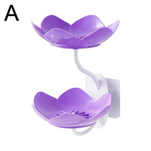Soap Dish Flower Shape No Punching Wall Mounted Double Layer Drain
