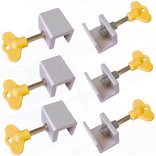 6 Pieces Adjustable Sliding Window Locks Stops Aluminum Alloy Door Frame Security Lock With