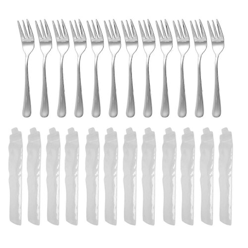 Conjunto de 12 garfos compatíveis com sobremesa, 14 cm (5,5 polegadas), em aço inoxidável, ideais para coquetéis, aperitivos e saladas de frutas. 2