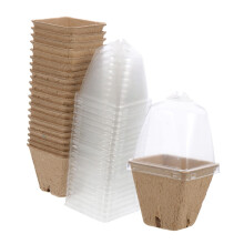20pcs Biodegradable Seed Starter Pots with Drainage and Clear Ventilated Cover for Indoor Gardening