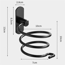 Soporte de pared para secador de pelo, organizador de herramientas de cuidado capilar en espiral, compatible con secadores de pelo.