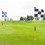 Drapeau de golf vert et blanc, mât de drapeau coloré à damier vert en deux sections pour trou cible, golf 4
