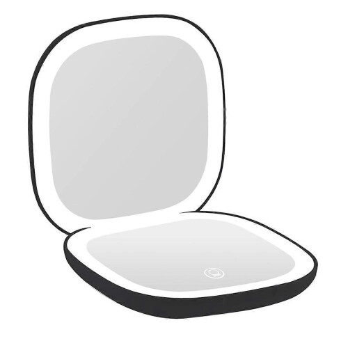 Espelho de Maquiagem de Bolso com Aumento e Luz LED, 3,5 Polegadas, Ampliação de 10x, Dupla Face, Recarregável