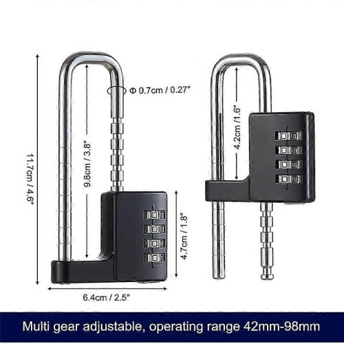 Cabinet Lock,Combination Padlock,Stainless Steel Gym Locker Lock Code Long Adjustable Shackle Lock f 2