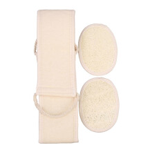 Éponge exfoliante en luffa pour le dos, compatible avec la douche, double lanière de gommage, pour le corps, 100 % naturelle.