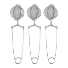 Colador de té, paquete de 3 coladores de té de acero inoxidable de primera calidad con mango, compatibles con té de hojas sueltas y de malla fina.