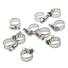 Water Joint Hose Clamps 6-12mm Hoop Silver Tone 10 Pcs