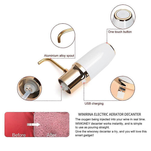 Electric Wine Aerator Pourer Automatic Smart Decanter Dispenser Rechargeable with Micro-USB Cable 2