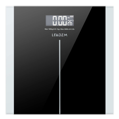 Digital Bathroom Scale 180kg Capacity with  Precision Sensor and HD Backlit LCD Display Black