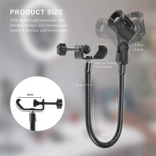 Suporte de microfone com braço flexível tipo pescoço de ganso para mesa, compatível com equipamentos de gravação para salas de reunião.