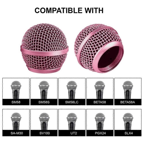 Microphone Capsule Replacement, Steel Mesh Microphone Grille Cap, compatible with Shure SM58 Windscreen (2 Pcs)