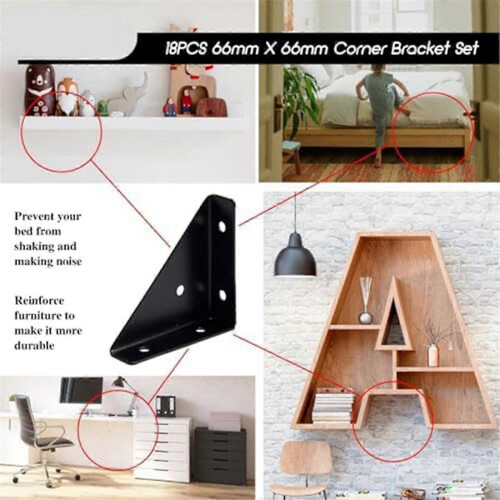Angle Bracket, Metal Angle Bracket, Triangular Shelf Bracket, Corner Table Connector compatible with Bed, Table 1