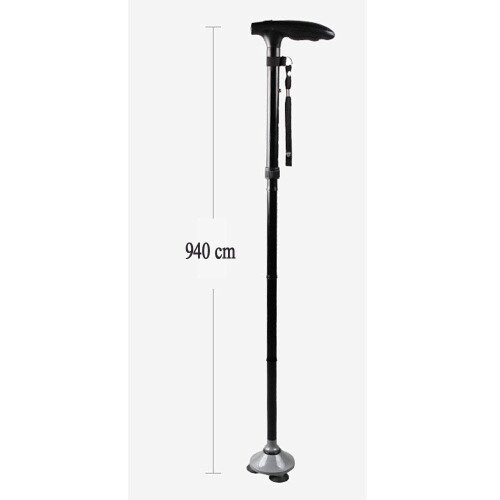 Folding Walking Cane with Quad Base, Adjustable Aluminum Walking Stick with LED Light for Seniors 2