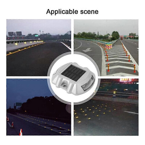 Reusable Solar Road, 2Pcs 6 LED Stud Lights Ground Garden Lawn Path Deck Dock White Warning Lights(2