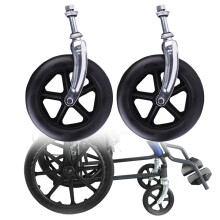 Wheelchair Front Wheels 7 Inch Solid Rubber Caster with Forks, AntiSlip WearResistant Design, Easy Install