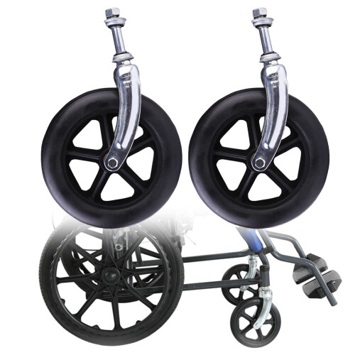 Wheelchair Front Wheels 7 Inch Solid Rubber Caster with Forks, AntiSlip WearResistant Design, Easy Install