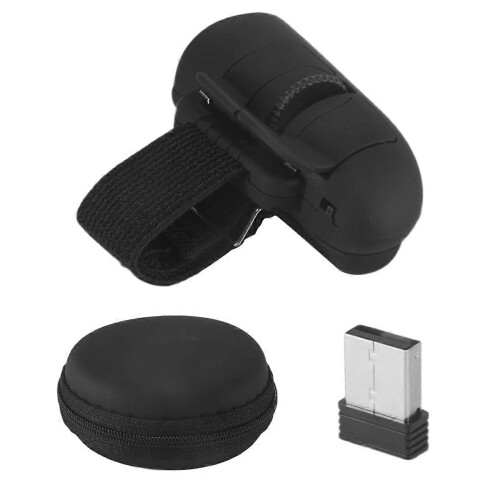 Mini 2.4G Wireless Finger Ring Mouse Ergonomic Handheld Optical Travel Mice(Black) 1
