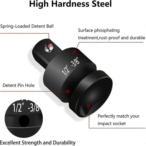 Impact Socket Reducer and Adapter Set, Steel Impact Adapter Set, Breaker Bar Wrench Conversion Kit M 2