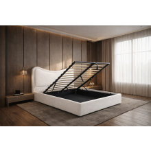5FT Ottoman Bed Frame Storage 45" Round Headboard
