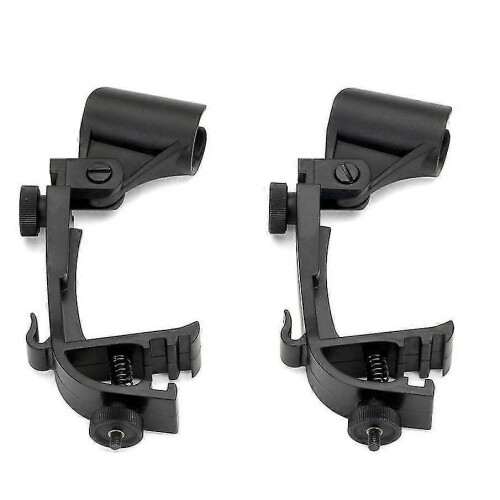 Drum Microphone Clips Adjustable Plastic Shockproof Drum Mic Holder Practical Rim Mount Clamp Holder (1 Pair, Black) 1