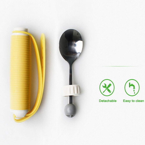 Adaptive Utensils for Elderly with Tremor, Ergonomic Thick Handle Spoon with 360 Rotating Head 2