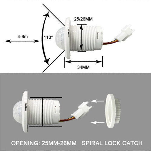 Interruptor de luz com sensor de movimento AC85-265V, sensor PIR compatível com ajuste de retardo de iluminação, detector de movimento. 2