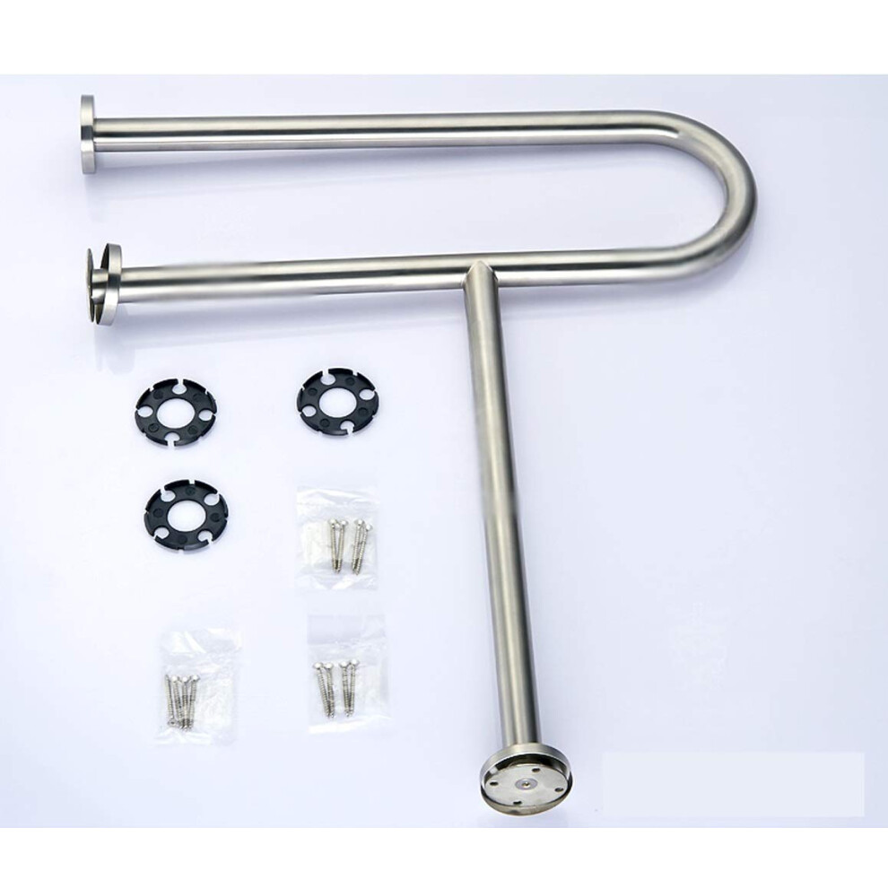 U Shaped Bathroom Grab Bar with Leg Support 70cm x 20cm Stainless Steel Shower Safety Handrail for Elderly