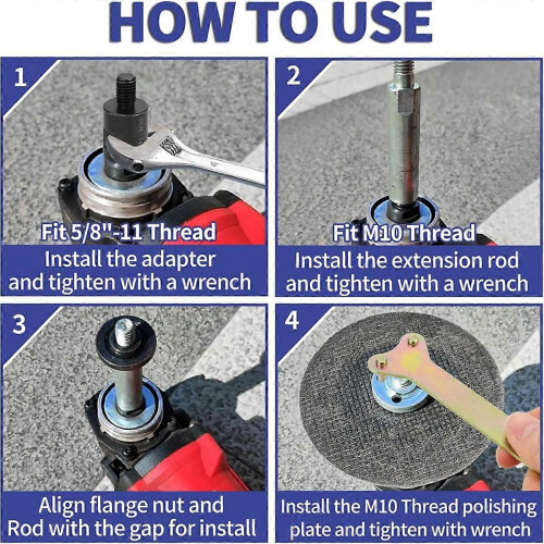 Angle Grinder Extension Pole,M10 Thread Polisher Adapter Pole, Grinder Extension compatible with 100 Type Angle 1