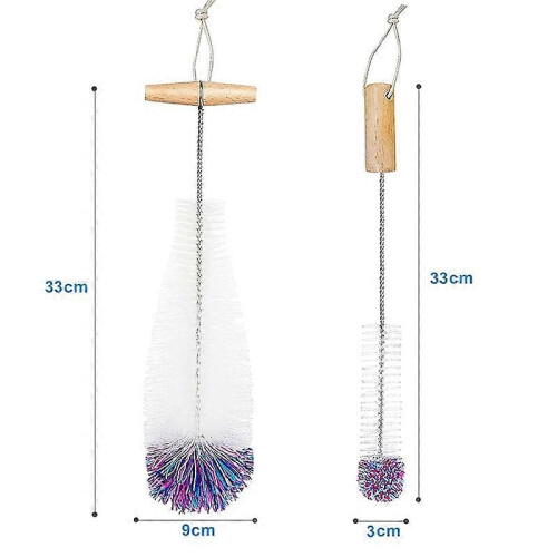 Lasipulloille yhteensopiva pulloharja, pullonpuhdistaja, 2 puhdistusharjan pakkaus, pullonpuhdistaja 1