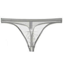 (XL,Grey)Men G-string See-through Mesh Slim Fit Transparent Thin Anti-septic Low Waist Pornographic Men Underpants Men Garment