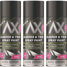 3 x 400ML Black Bumper &Trim Tough Finish Spray Paint Restorer Car Van