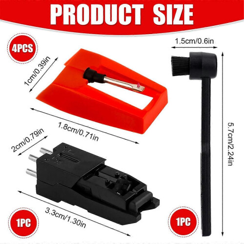 Conjunto de 4 agulhas de diamante para toca-discos, compatíveis com toca-discos ION Player LP. 2