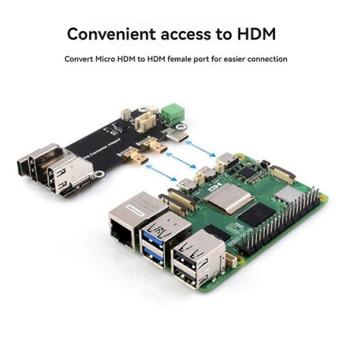compatible with Raspberry Pi 5 Case + HDMI-Compatible to HD Adapter Board Support Dual 4K Output Expansion Board 2
