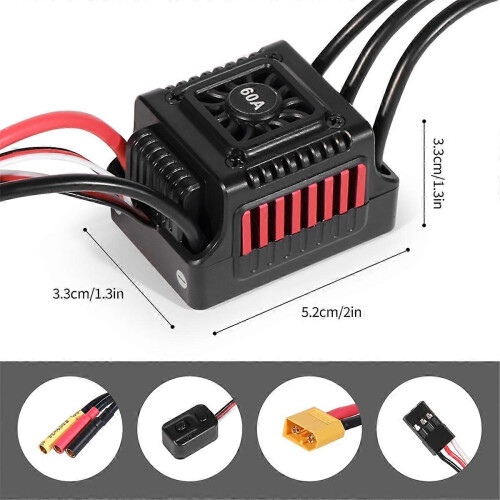 Αδιάβροχο βύσμα αυτοκινήτου ESC 60A XT60 χωρίς αισθητήρα και ψήκτρες 2