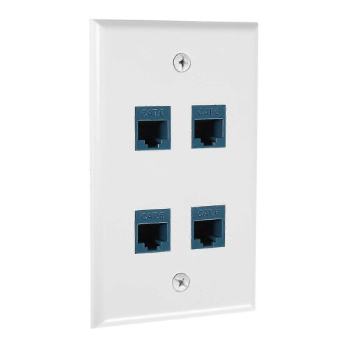 Πλάκα τοίχου Ethernet 4 θυρών, θηλυκή-θηλυκή, συμβατή με συσκευές Ethernet Cat7/6/6E/5/5E 1