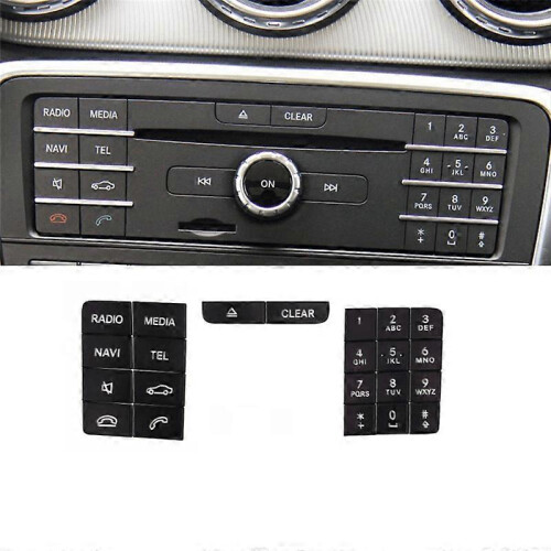 Car Center Console CD Panel Multimedia Button Stickers kompatibel mit W218 2014-2017 GLA X156 2013-2016 1