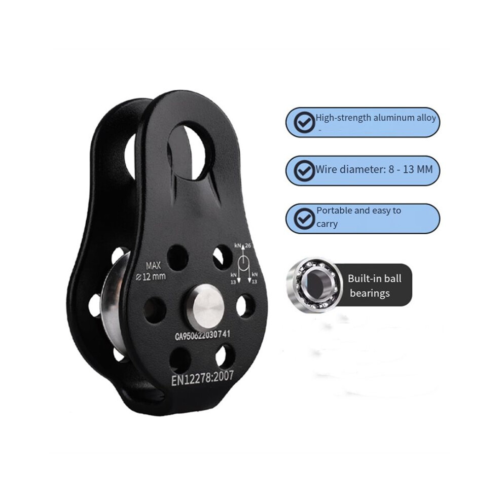 26Kn Heavy Duty Aluminum Climbing Pulley Single Swivel Rope Pulley Set For 12Mm Rope / Hauling / Transportation Orange 6032687790954