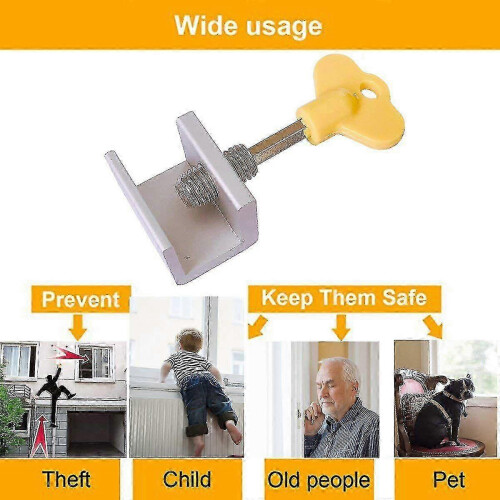 6 Pieces Adjustable Sliding Window Locks Stops Aluminum Alloy Door Frame Security Lock With 2
